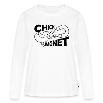 Aimant à poussin briseur de cœur Casanova - T-shirt manches longues Premium bio Femme - blanc - Devant - Julia (174cm)