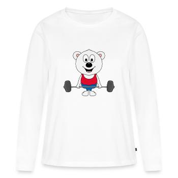 FITNESS - SPORT - GEWICHTHEBER - BODYBUILDING - Frauen Premium Bio Langarmshirt - Weiß - Vorne - Julia (174cm)