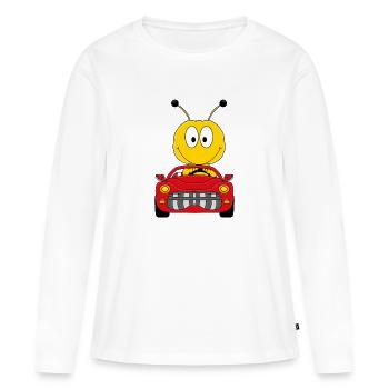 AUTO - BIENE - CABRIO - TIERISCH - AUTOMOBIL - Frauen Premium Bio Langarmshirt - Weiß - Vorne - Julia (174cm)