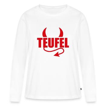 TEUFEL - HÖLLE - TEUFLISCH - TEUFELCHEN - Frauen Premium Bio Langarmshirt - Weiß - Vorne - Julia (174cm)