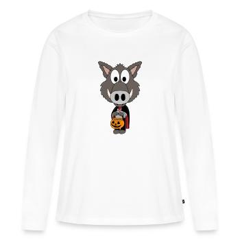 HALLOWEEN - WILDSCHWEIN - TIER - KIND - BABY - Frauen Premium Bio Langarmshirt - Weiß - Vorne - Julia (174cm)
