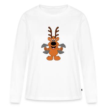 BODYBUILDING - FITNESS - SPORT - REH - GEWICHTE - Frauen Premium Bio Langarmshirt - Weiß - Vorne - Julia (174cm)