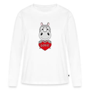 NASHORN - LIEBE - TIERISCH - VERLIEBT - Frauen Premium Bio Langarmshirt - Weiß - Vorne - Julia (174cm)