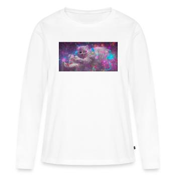 Space Cat - Frauen Premium Bio Langarmshirt - Weiß - Vorne - Julia (174cm)