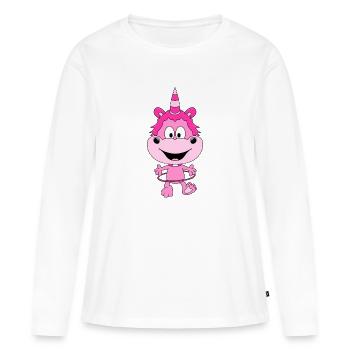 EINHORN - HULA-HOOP - FIT - FITNESS - SPORT - Frauen Premium Bio Langarmshirt - Weiß - Vorne - Julia (174cm)
