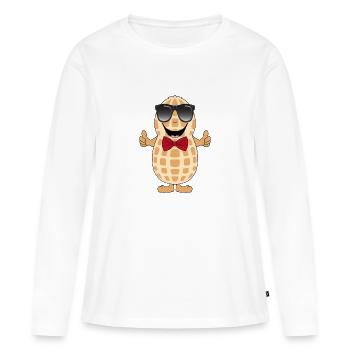 NUSS - ERDNUSS - NÜSSE - SUPER - GUT - Frauen Premium Bio Langarmshirt - Weiß - Vorne - Julia (174cm)