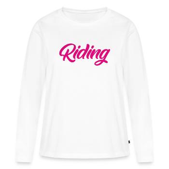 Équitation - Équitation - Cheval - Chevaux - Slogan - Dire - T-shirt manches longues Premium bio Femme - blanc - Devant - Julia (174cm)