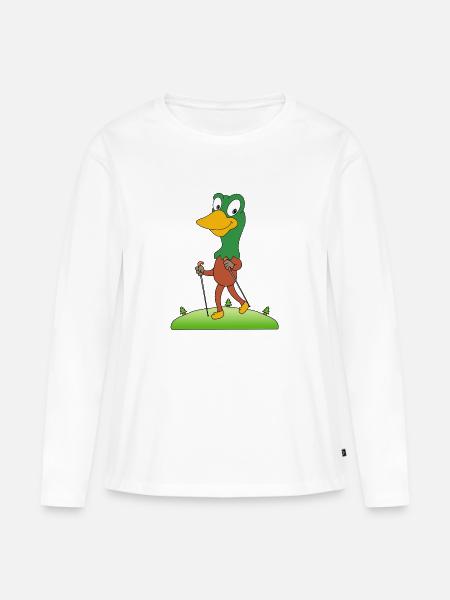 STOCKENTE - ENTE - NORDIC WALKING - Frauen Premium Bio Langarmshirt - Weiß