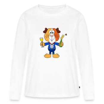 MEERSCHWEINCHEN - PARTY - Frauen Premium Bio Langarmshirt - Weiß - Vorne - Julia (174cm)