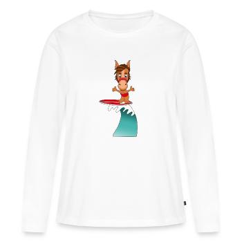 WELLENREITER - PFERD - Frauen Premium Bio Langarmshirt - Weiß - Vorne - Julia (174cm)