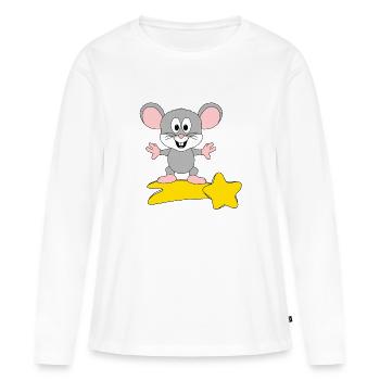 STERNSCHNUPPE - MAUS - Frauen Premium Bio Langarmshirt - Weiß - Vorne - Julia (174cm)