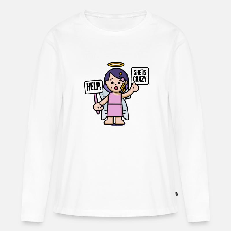 Schutzengel - Frauen Premium Bio Langarmshirt - Weiß