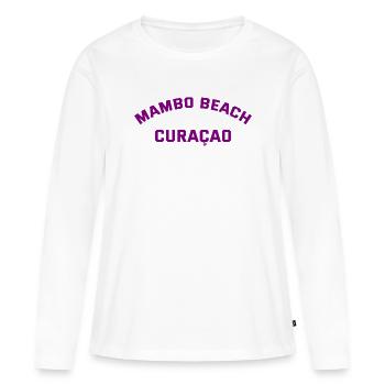 Mambo Beach - Curaçao - Caraïbes néerlandaises - Karibik - T-shirt manches longues Premium bio Femme - blanc - Devant - Julia (174cm)