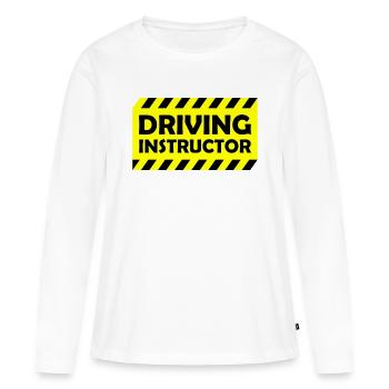 Instructeur de conduite - Avertissement - Instructeur de conduite - T-shirt manches longues Premium bio Femme - blanc - Devant - Julia (174cm)