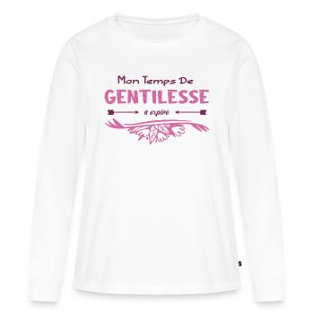 Mon temps de gentillesse a expiré - T-shirt manches longues Premium bio Femme - blanc - Devant - Julia (174cm)