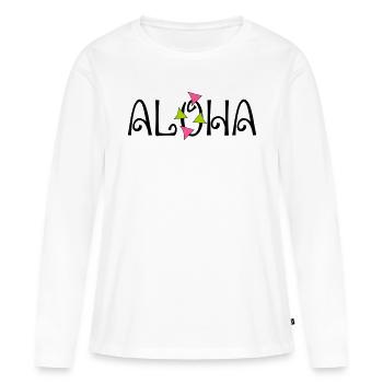 ALOHA - Frauen Premium Bio Langarmshirt - Weiß - Vorne - Julia (174cm)