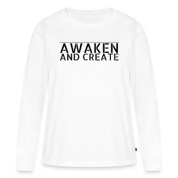Idée cadeau heureuse Idée cadeau Idée favorisant l’innovation - T-shirt manches longues Premium bio Femme - blanc - Devant - Julia (174cm)