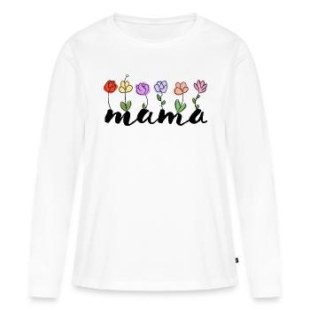 Maman - Fleurs Fête des Mères Maman - T-shirt manches longues Premium bio Femme - blanc - Devant - Julia (174cm)