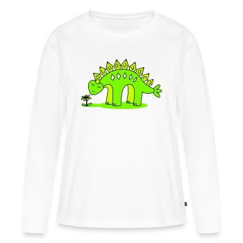 Little Dino smelling a flower - Women's Premium Organic Long Sleeve Shirt - white - Front - Julia (174cm)