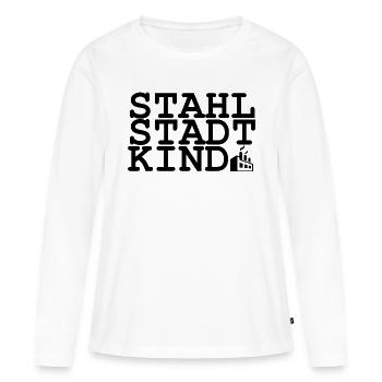 Stahlstadt Kind - Linz - Frauen Premium Bio Langarmshirt - Weiß - Vorne - Julia (174cm)
