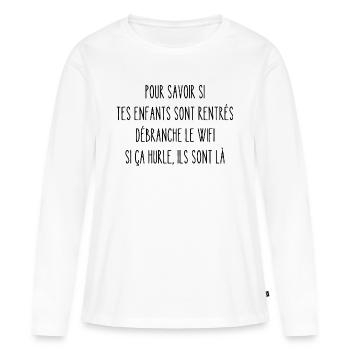 débranche le wifi - T-shirt manches longues Premium bio Femme - blanc - Devant - Julia (174cm)