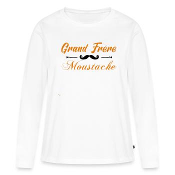 grand frère moustache, Idée cadeau d'élégance. - T-shirt manches longues Premium bio Femme - blanc - Devant - Julia (174cm)