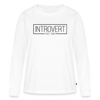 Introverti depuis 2000 noir - T-shirt manches longues Premium bio Femme - blanc - Devant - Julia (174cm)