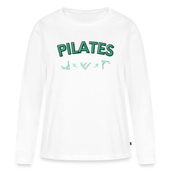 Pilates Différentes positions - T-shirt manches longues Premium bio Femme - blanc - Devant - Julia (174cm)