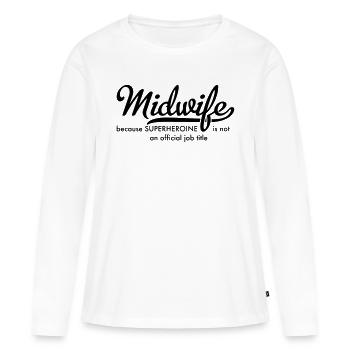Sage-femme - T-shirt manches longues Premium bio Femme - blanc - Devant - Julia (174cm)
