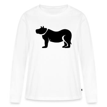 Nilpferd - Frauen Premium Bio Langarmshirt - Weiß - Vorne - Julia (174cm)
