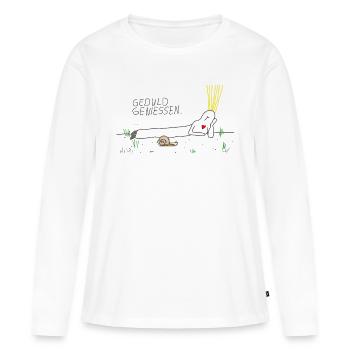 Geduld genießen - Frauen Premium Bio Langarmshirt - Weiß - Vorne - Julia (174cm)
