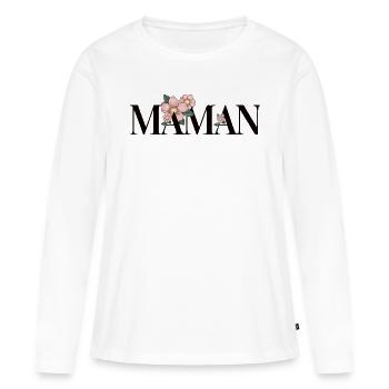 idee cadeau maman fete des meres anniversaire - T-shirt manches longues Premium bio Femme - blanc - Devant - Julia (174cm)