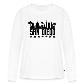 San Diego - T-shirt manches longues Premium bio Femme - blanc - Devant - Julia (174cm)