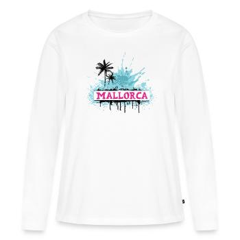 Majorque Espagne Île d’été Palmiers Beach Party - T-shirt manches longues Premium bio Femme - blanc - Devant - Julia (174cm)