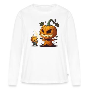 Kürbis Schnitzen Pro - Frauen Premium Bio Langarmshirt - Weiß - Vorne - Julia (174cm)