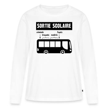 sortie scolaire - T-shirt manches longues Premium bio Femme - blanc - Devant - Julia (174cm)