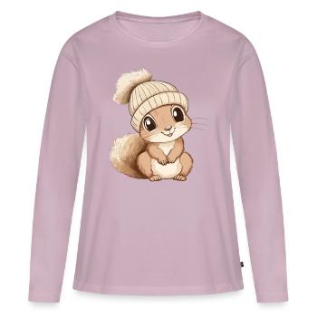 écureuil mignon mignon bébé mignon enfants dessin animé animal - T-shirt manches longues Premium bio Femme - rose poudré - Devant - Julia (174cm)