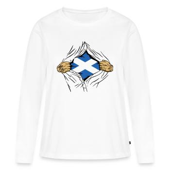 Drapeau écossais Drapeau écossais Alba GB Royaume-Uni - T-shirt manches longues Premium bio Femme - blanc - Devant - Julia (174cm)