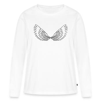 Ailes ouvertes avec des plumes - T-shirt manches longues Premium bio Femme - blanc - Devant - Julia (174cm)