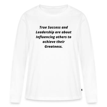 Véritable succès et leadership - T-shirt manches longues Premium bio Femme - blanc - Devant - Julia (174cm)