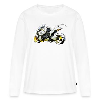 La moto comme machine de course dans le scénario futur - T-shirt manches longues Premium bio Femme - blanc - Devant - Julia (174cm)