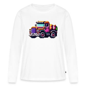 Le camion Pixel n ° 1 - T-shirt manches longues Premium bio Femme - blanc - Devant - Julia (174cm)