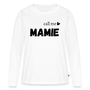 Call me mamie - T-shirt manches longues Premium bio Femme - blanc - Devant - Julia (174cm)