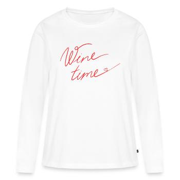 Wine Time - Frauen Premium Bio Langarmshirt - Weiß - Vorne - Julia (174cm)