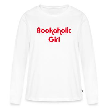 Accro du livre - T-shirt manches longues Premium bio Femme - blanc - Devant - Julia (174cm)