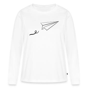 Avion en papier - T-shirt manches longues Premium bio Femme - blanc - Devant - Julia (174cm)