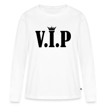 Couronne VIP - T-shirt manches longues Premium bio Femme - blanc - Devant - Julia (174cm)