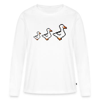 pixel enten - Frauen Premium Bio Langarmshirt - Weiß - Vorne - Julia (174cm)