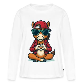 Aimer les vibrations de Colt - T-shirt manches longues Premium bio Femme - blanc - Devant - Julia (174cm)