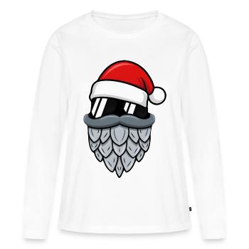 Cooler Santa Claus mit Hopfen-Bart und Brille  - Frauen Premium Bio Langarmshirt - Weiß - Vorne - Julia (174cm)